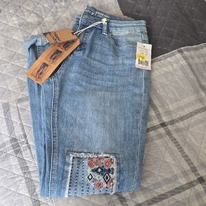 Hippie Laundry Light Blue Mid Rise Jeans with Embroidery